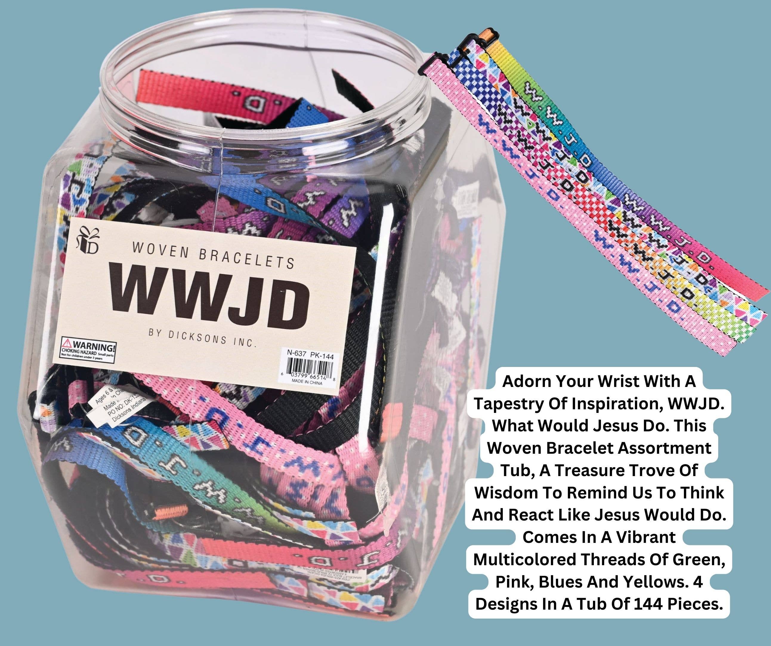 Woven Bracelet Assortment Tub WWJD